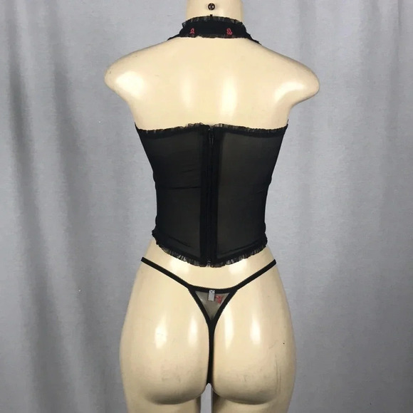 Leg Avenue Size Small 1990’s V Crop 2pc Lace Corset Cami Top w/G-String New - Picture 4 of 4